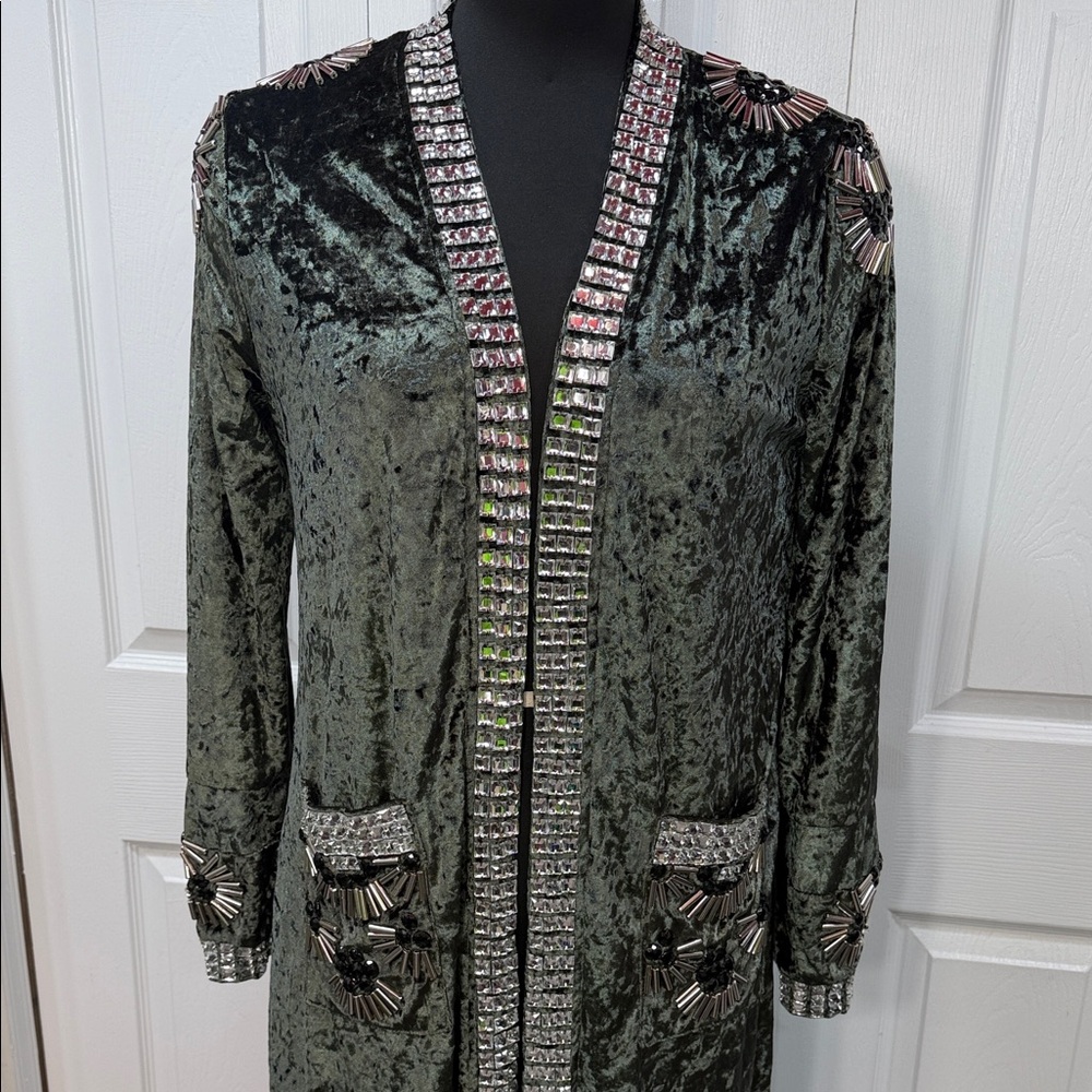 Velvet Embellished Long Robe/Duster